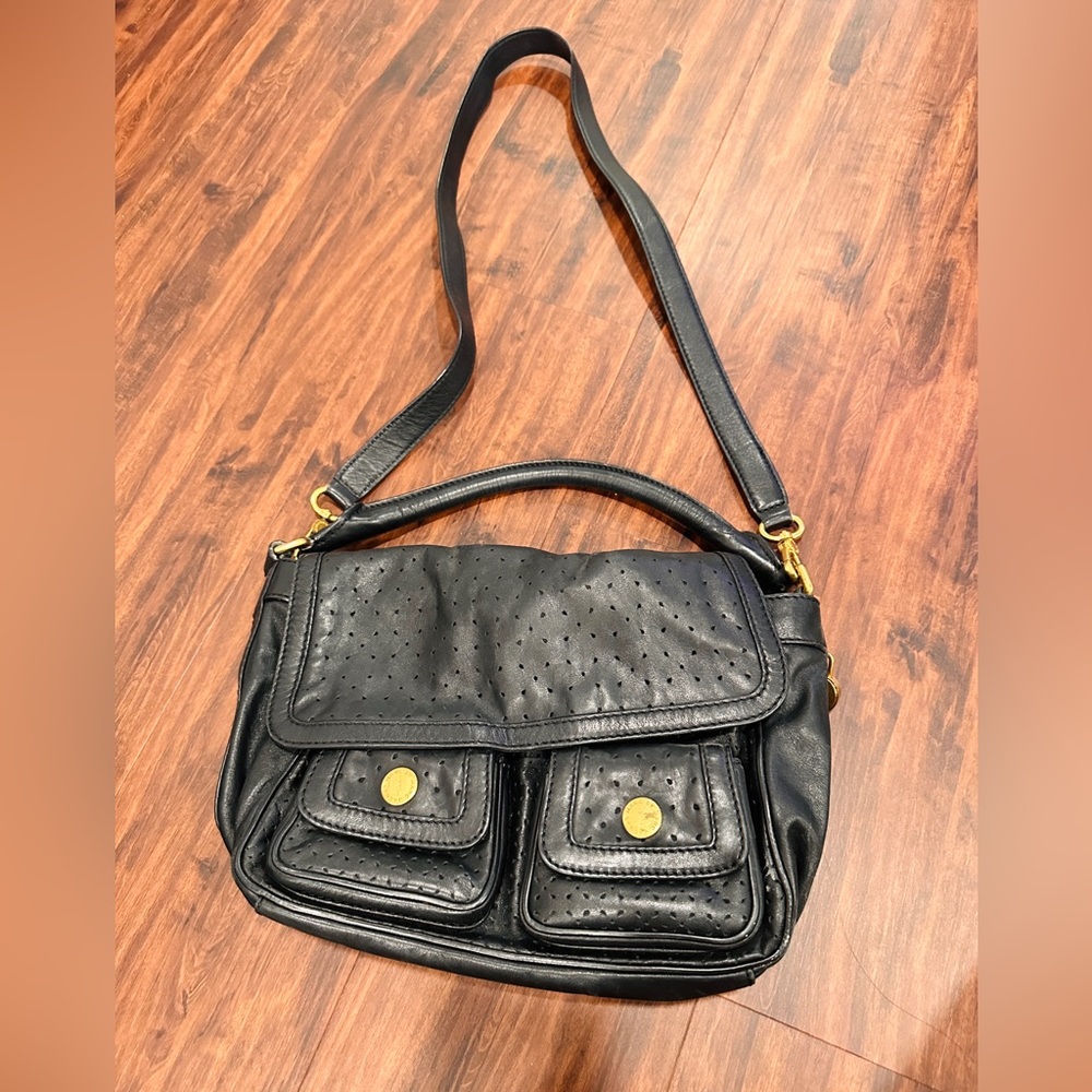 Marc Marc Jacobs Black Leather Messenger Bag